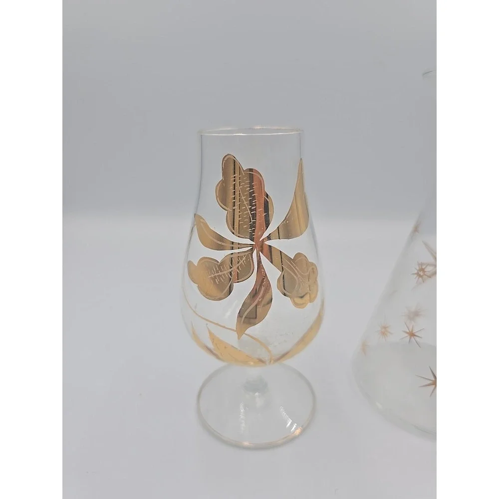 Vtg Corning Atomic Starburst Glass‎ Dressing Carafe bud vases